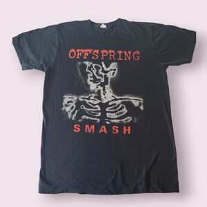 Vintage 90s sz L Offspring Smash Black Shirt Album Cover Bay Island Tag Band Tee